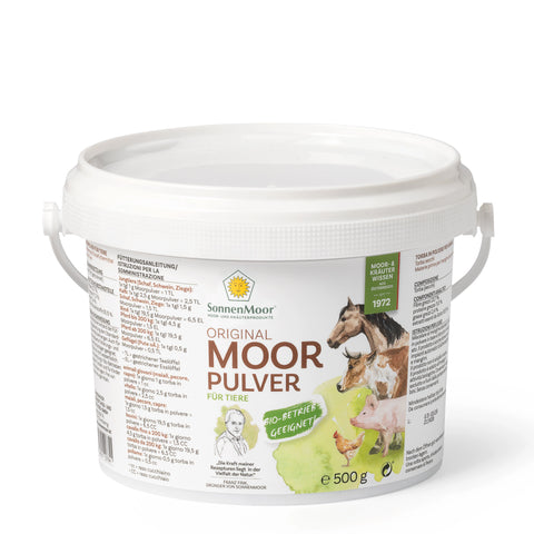 Moorpulver für Tiere 500g aus dem österreichischen Familienunternehmens SonnenMoor