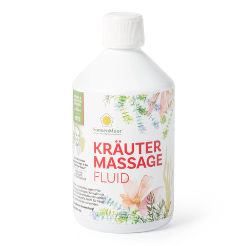 Das Kräutermassagefluid 500 ml (ist die Nachfüllpackung vom 200 ml Spray) für die Durchblutung, Muskulatur - ein Naturprodukt des österreichischen Familienunternehmens SonnenMoor